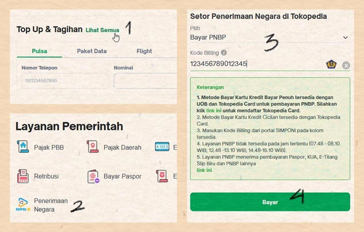 screenshot cara bayar paspor di tokopedia